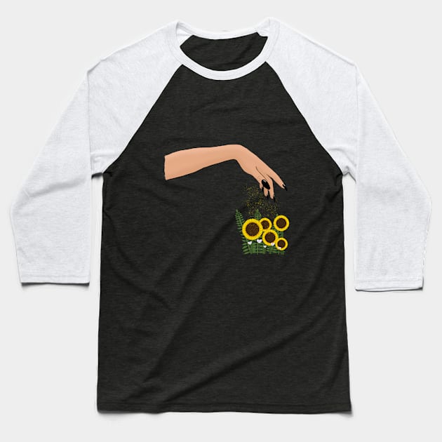 Sprinkling Pixie Dust on Sunflowers Baseball T-Shirt by CreativelyRis